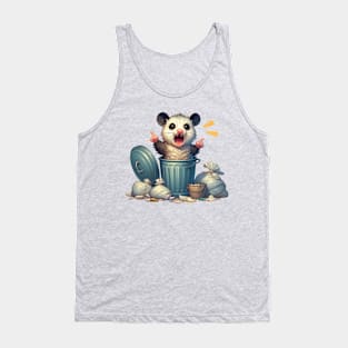 Cute Angry Opossum in Trash Tank Top